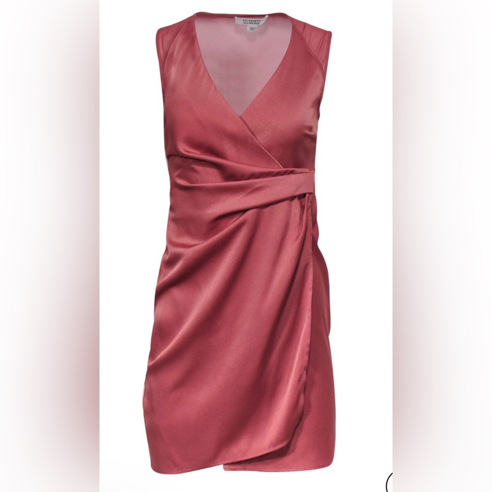 All Saints wrap dress size 6. Runs small. Dusty rose.